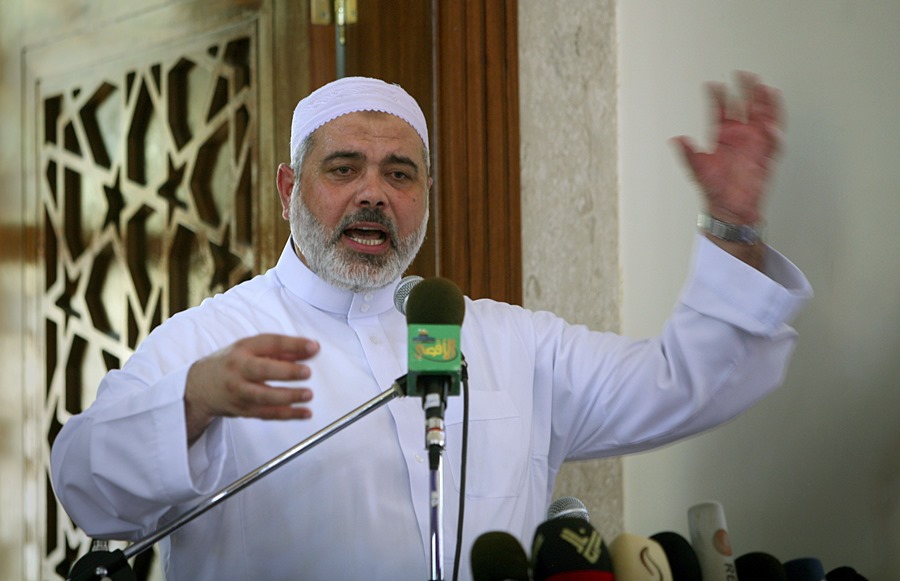 El líder de Hamás, Ismail Haniyeh, en un discurso en la ciudad de Gaza en 2009