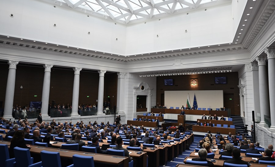 Una visión general de la sala del Parlamento búlgaro