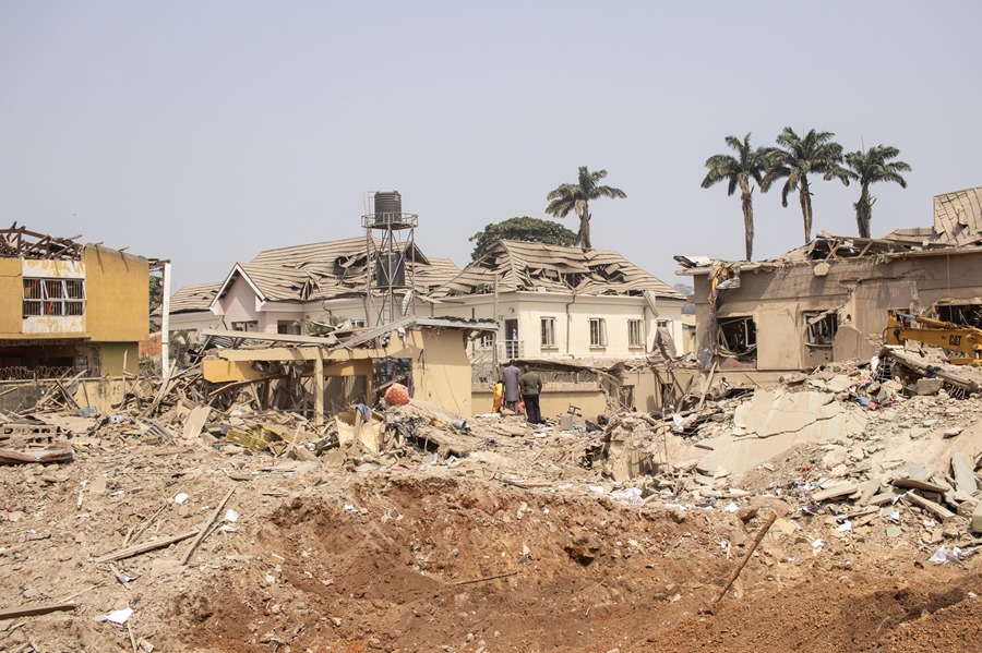 por una explosión en Ibadan, estado de Oyo, Nigeria