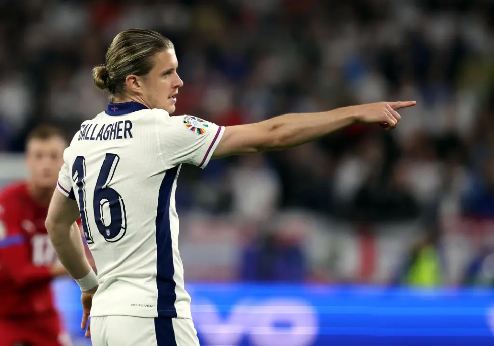 El jugador de Inglaterra Conor Gallagher durante un partido de la UEFA EURO 2024.