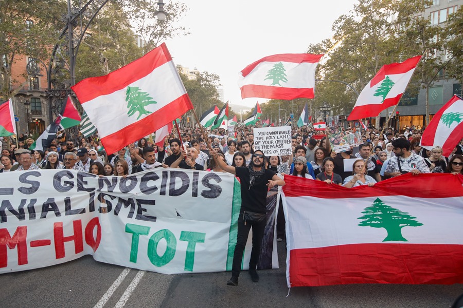 Protesta en Barcelona por Palestina y Líbano.