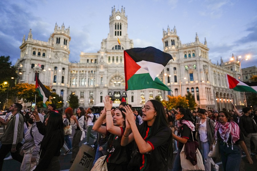 Manifestación en Madrid en apoyo al pueblo palestino.