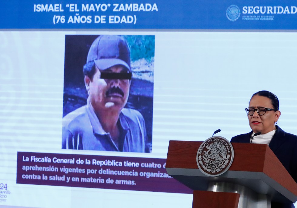 Fotografía de archivo de una conferencia de prensa. Estados Unidos detuvo a Ismael el Mayo Zambada, líder junto a Joaquín Guzmán López, según informó el Departamento de Justicia. EFE/ Mario Guzmán