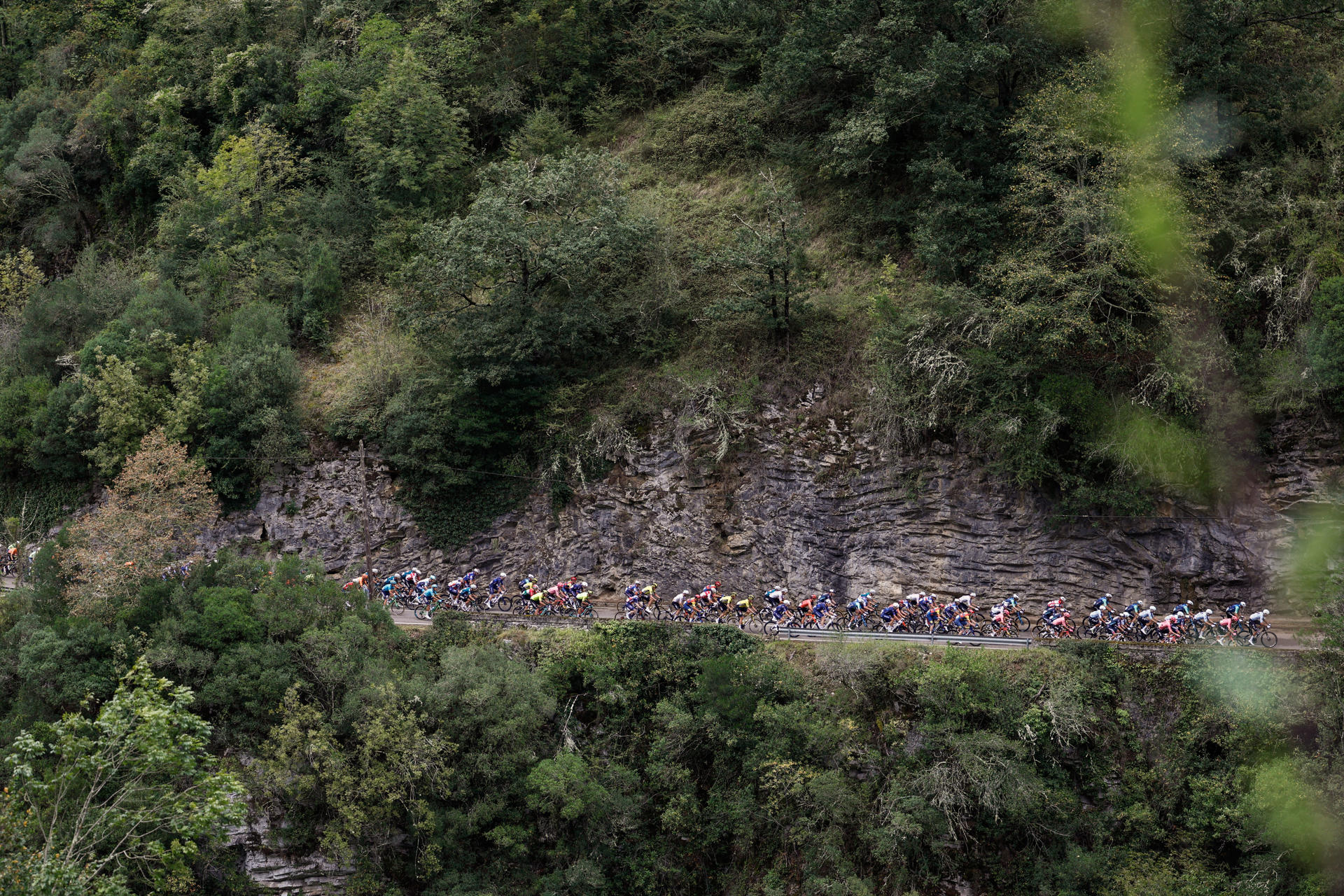 LAGOS DE COVADONGA (ASTURIAS),, 03/09/2024.-El pelotón ciclista durante la decimosexta etapa de la Vuelta ciclista a España disputada este martes entre Luanco y Lagos de Covadonga, con 181 kilómetros de recorrido. EFE/Javier Lizón