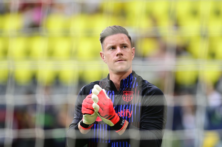 El portero del Barcelona, Marc-Andre ter Stegen, durante el partido de ayer.