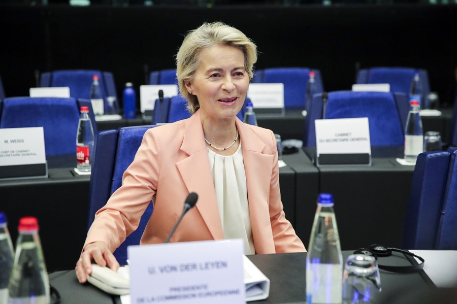 La presidenta de la Comisión Europea, Ursula von der Leyen, en la reunión de la Conferencia de Presidentes en el Parlamento Europeo en Estrasburgo