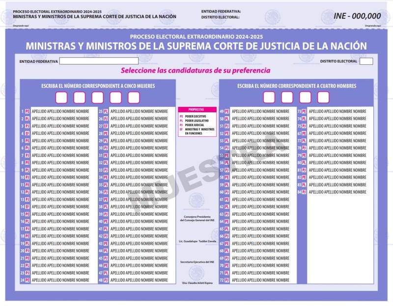 Así será el diseño de las boletas que se usarán en la elección del Poder Judicial - ine-scjn-1024x801