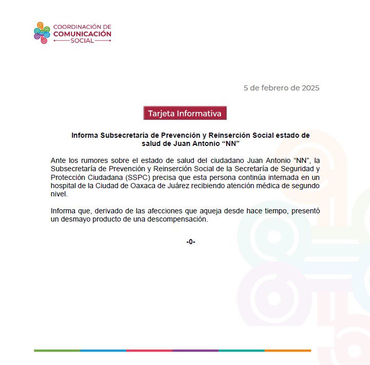 Hospitalizan a Vera Carrizal, autor intelectual de ataque a María Elena Ríos - comunicado-sobre-estado-de-salud-de-juan-antonio-vera-carrizal