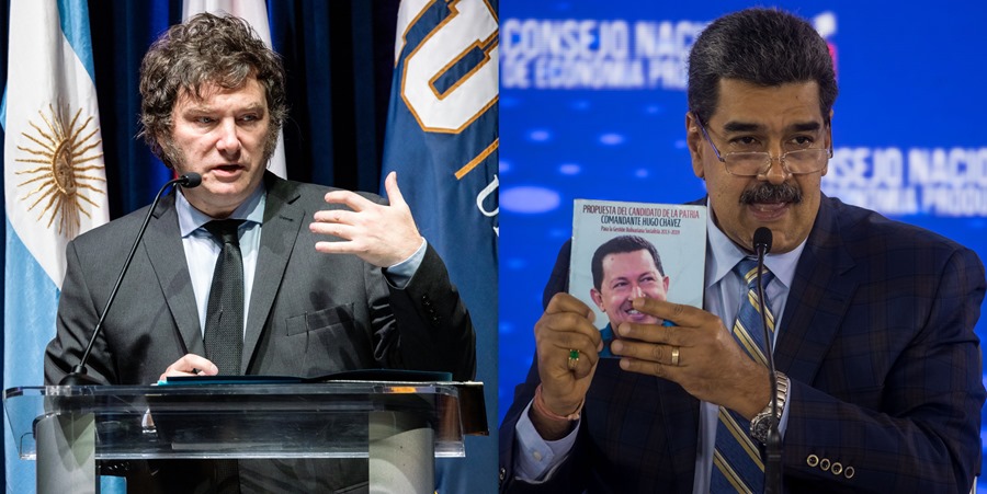 embajada-argentina3 Combo de dos fotografías de archivo de los presidentes de Argentina, Javier Milei (i), y de Venezuela, Nicolás Maduro. EFE/Cristóbal Herrera/Miguel Gutiérrez