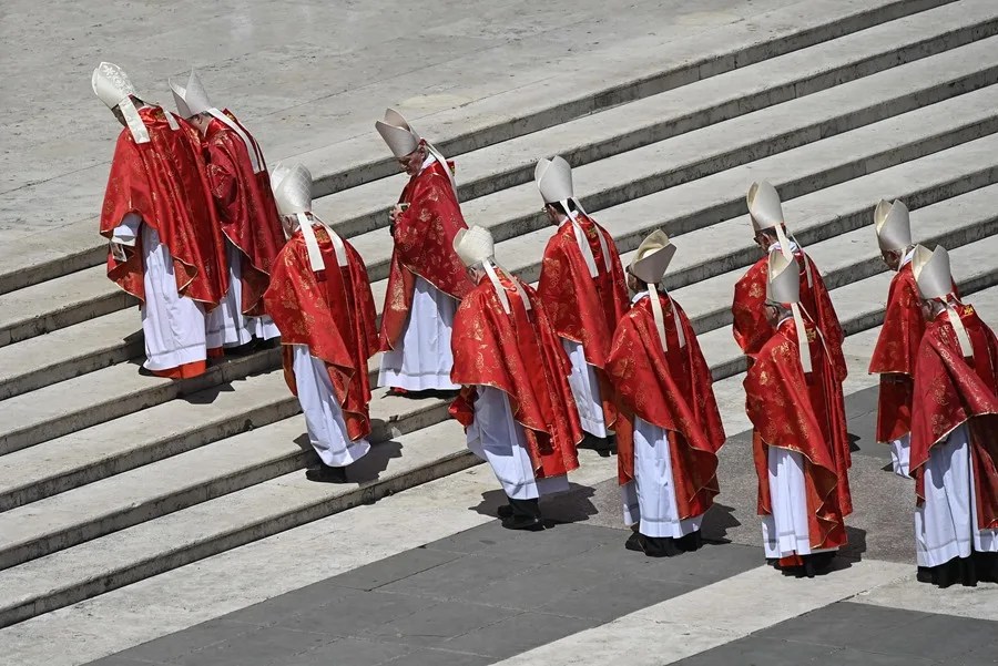 cardenales-1 Cardenales durante la misa funeral del Papa Francisco en la Plaza de San Pedro en la Ciudad del Vaticano