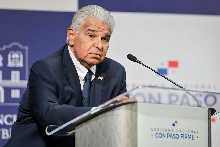 darien-panama2 Fotografía cedida por la presidencia de Panamá del presidente de Panamá, José Raúl Mulino, hablando durante una rueda de prensa este jueves, en Ciudad de Panamá (Panamá). EFE/ Presidencia de Panamá