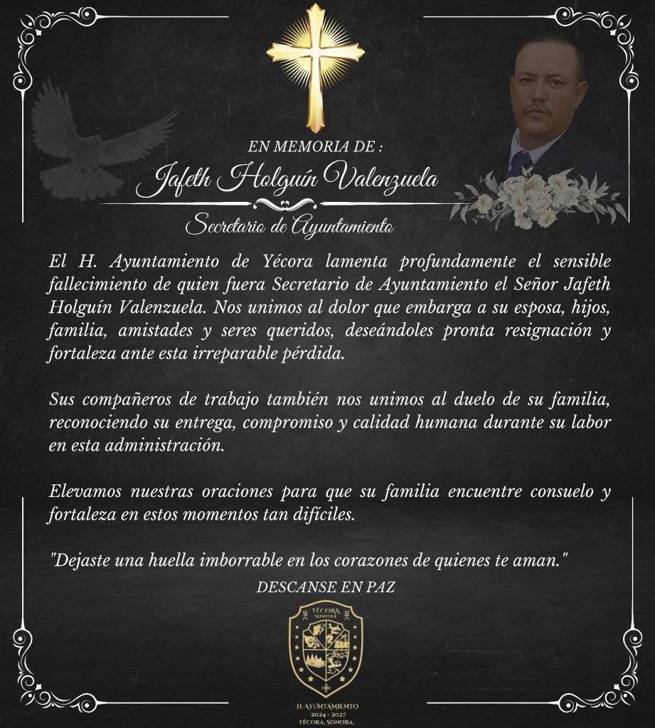 Asesinan al secretario del Ayuntamiento de Yécora, Sonora - condolencias-por-muerte-del-secretario-de-ayuntamiento-de-yecora-sonora