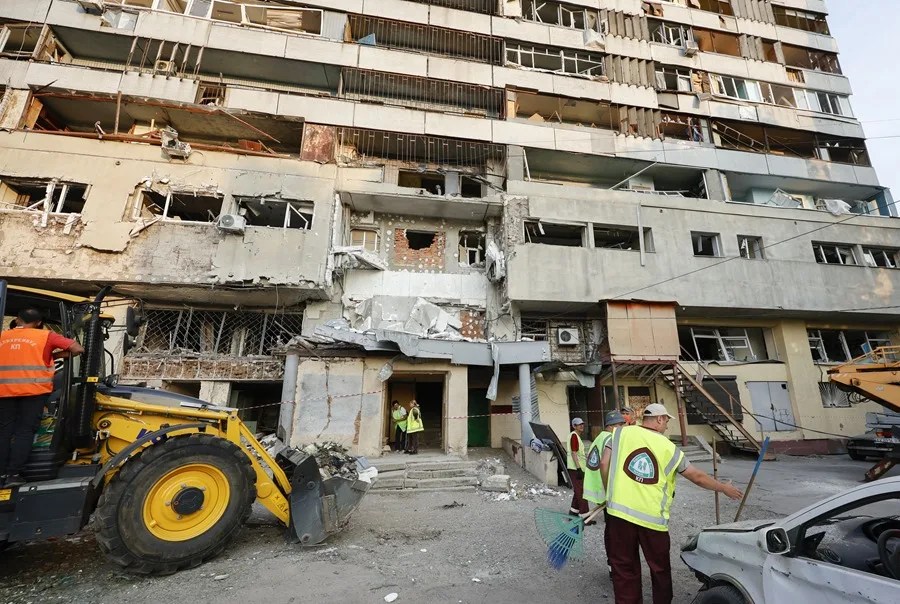 guerra-ucrania-rusia-2 Daños causados por un ataque con drones en un edificio residencial de Kharkiv, al noreste de Ucrania.