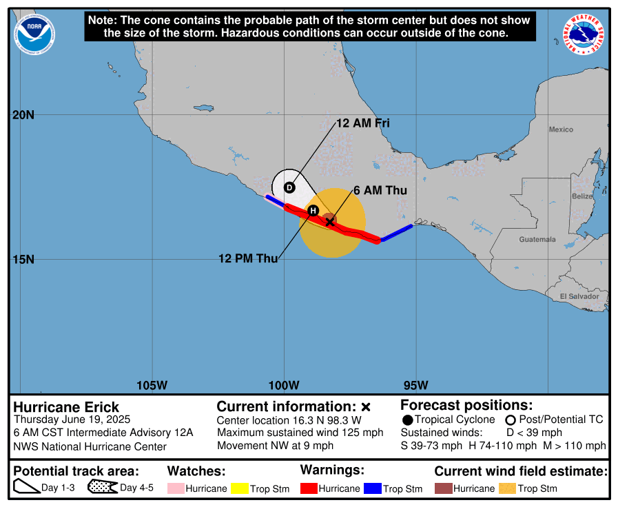 Huracán 'Erick' toca tierra en Oaxaca como categoría 3 - toca-tierra