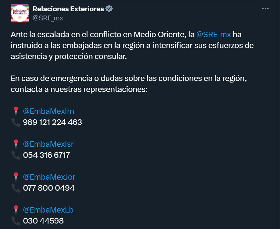 SRE de México refuerza asistencia y protección consular en Medio Oriente tras escalada de tensiones - whatsapp-image-2025-06-12-at-82246-pm-1